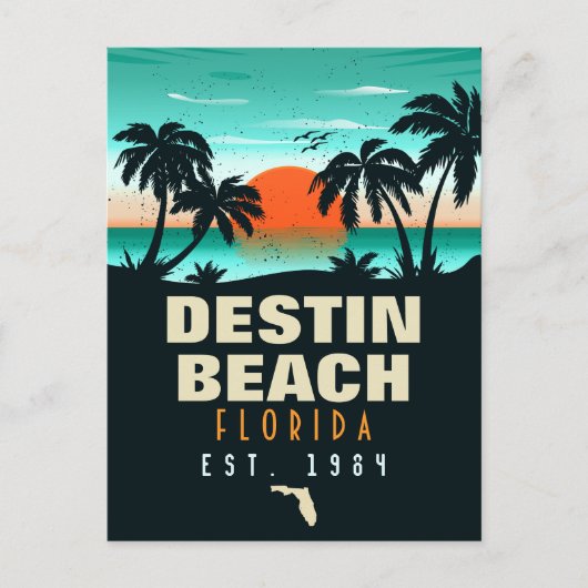 Destin Beach Florida Retro Sunset Souvenirs 60s Briefkaart (Voorkant)