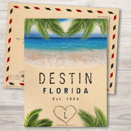 Destin Beach Florida Zand Tropische palmbladeren Briefkaart