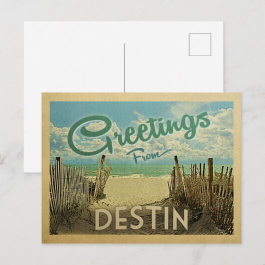 Destin Beach Vintage Travel Briefkaart (Voorkant / Achterkant)
