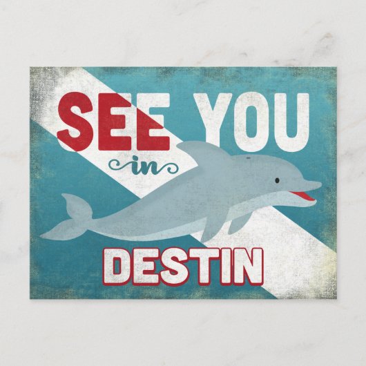 Destin Dolphin - Retro Vintage Travel Briefkaart (Voorkant)