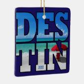 Destin FL Beach Umbrella Typografie Keramisch Ornament (Rechts)