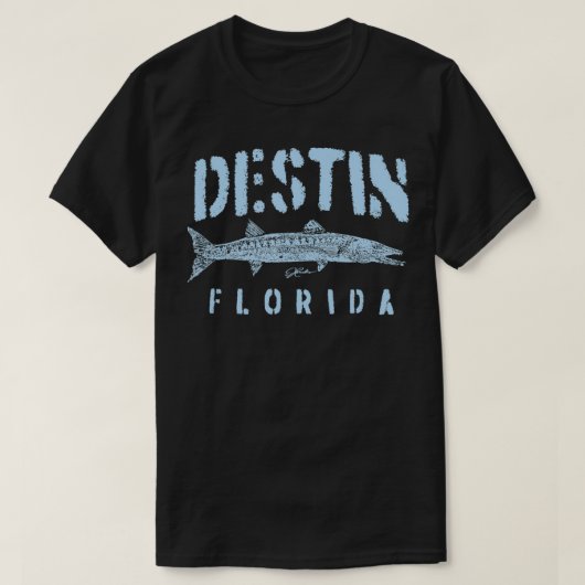 Destin FL Grote Barracuda Verdrietig T-shirt (Design voorkant)