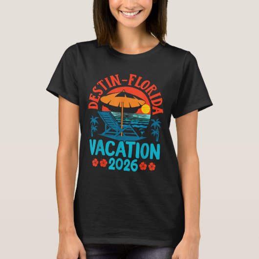 Destin Florida 2026 Family Vacation Beach Summer V T-shirt (Voorkant)