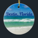 Destin Florida Beach foto Keramisch Ornament<br><div class="desc">Een prachtige strandfoto genomen op de ideale vakantiebestemming van Destin in Florida. De prachtige groene wateren van Sandestin spoelen naar de zandkust onder de serene blauwe hemel om de perfecte schilderachtig vakantiefoto te maken.</div>