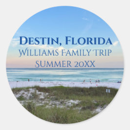 Destin Florida Beach Sunset Aangepaste familiereis Ronde Sticker