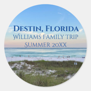 Destin Florida Beach Sunset Aangepaste familiereis Ronde Sticker