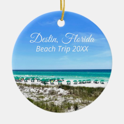 Destin Florida Beach Vacation Keepomwille Kerstmis Keramisch Ornament (Voorkant)
