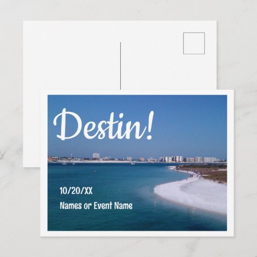 Destin Florida Bewaar de datum van het huwelijk of Briefkaart (Voorkant / Achterkant)