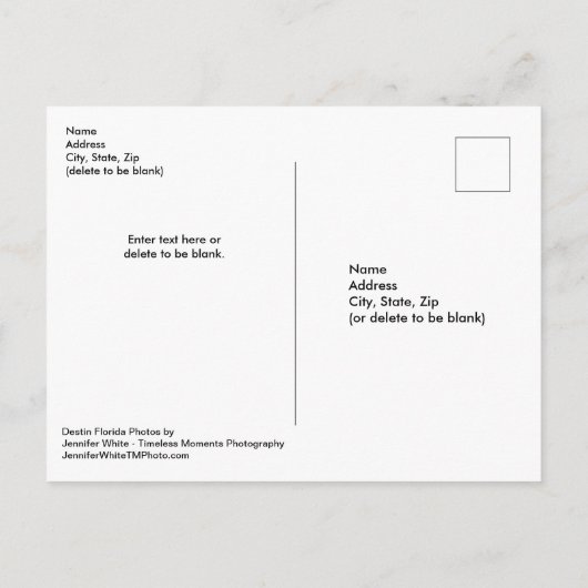 Destin Florida Briefkaart (Achterkant)