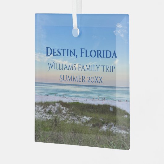 Destin Florida Custom Beach Vacation Christmas Glas Ornament (Voorkant links)