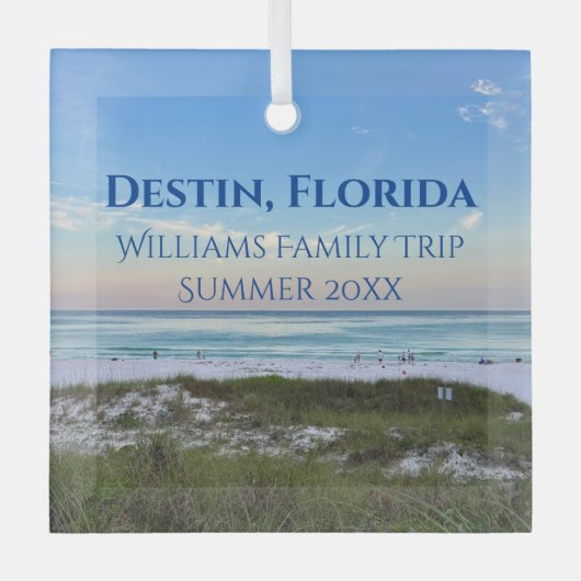 Destin Florida Custom Beach Vacation Christmas Glas Ornament (Voorkant)