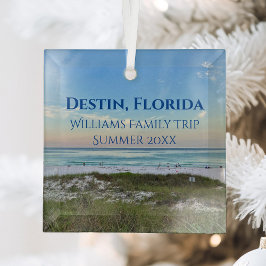 Destin Florida Custom Beach Vacation Christmas Glas Ornament