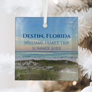 Destin Florida Custom Beach Vacation Christmas Glas Ornament