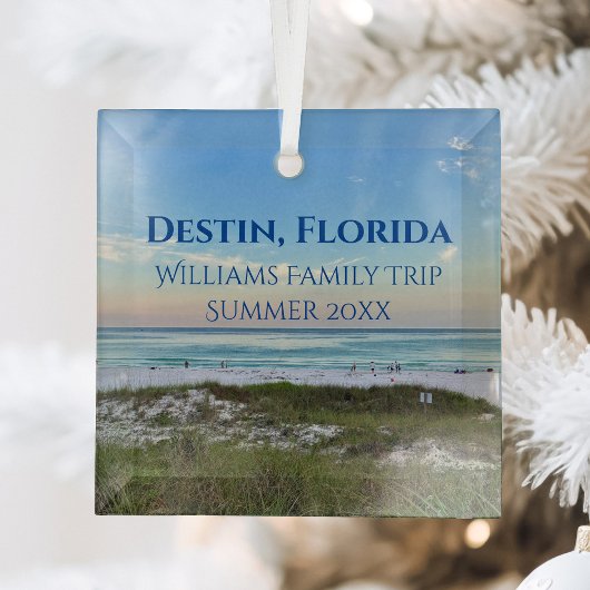 Destin Florida Custom Beach Vacation Christmas Glas Ornament