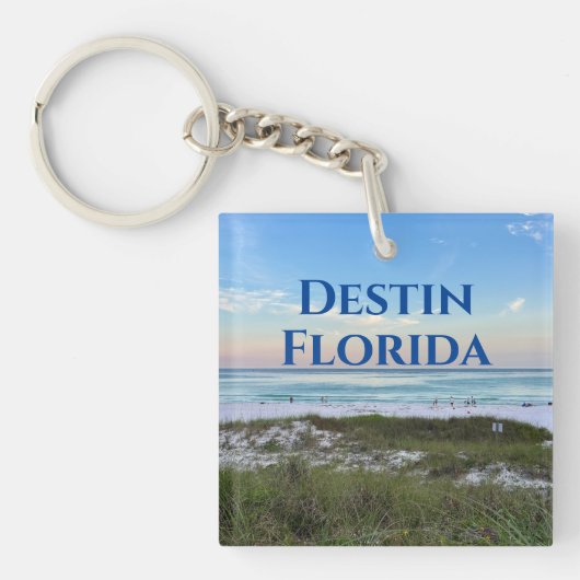 Destin Florida Custom Beach Vacation Souvenir Sleutelhanger (voorkant)