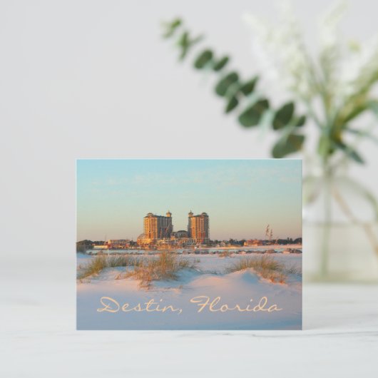 Destin Florida - Emerald Grande tegen zonsondergan Briefkaart (Staand voorkant)