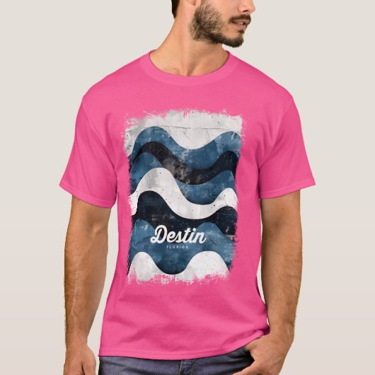 Destin Florida FL Tropical Beach Surfing Waves Vin T-shirt (Voorkant)