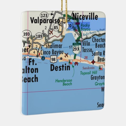 Destin Florida Map Keramisch Ornament (Rechts)