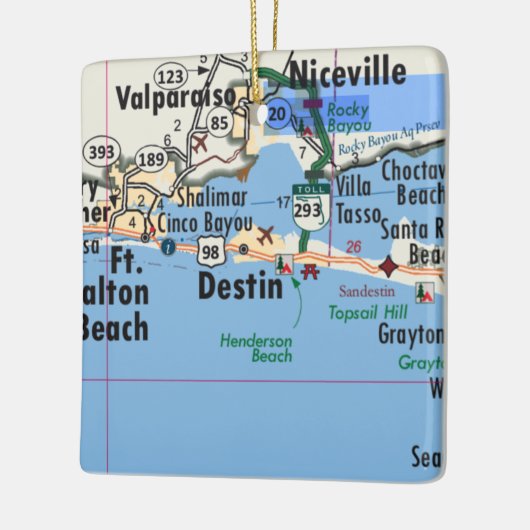 Destin Florida Map Keramisch Ornament (Links)