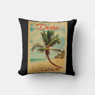 Destin Florida Palm Tree Beach Vintage Travel Kussen