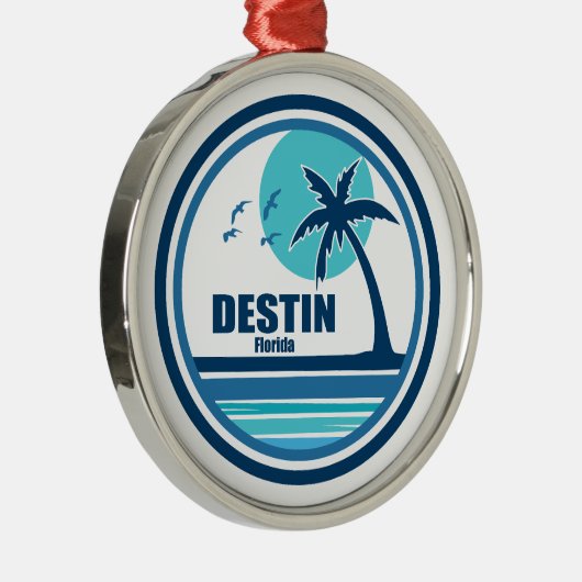 Destin Florida Palm Tree Birds Metalen Ornament (Rechts)