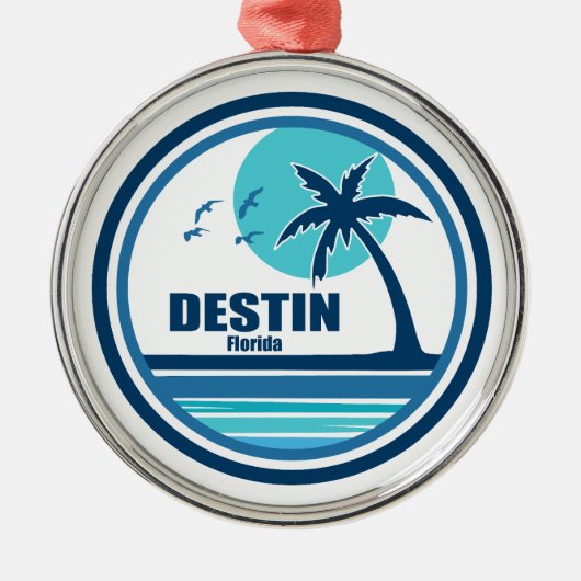 Destin Florida Palm Tree Birds Metalen Ornament (Voorkant)