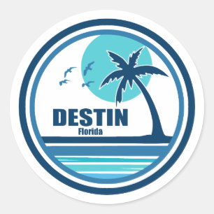 Destin Florida Palm Tree Birds Ronde Sticker