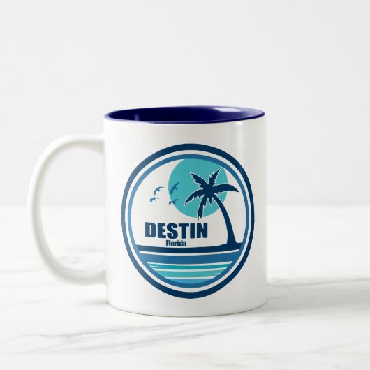 Destin Florida Palm Tree Birds Tweekleurige Koffiemok (Links)