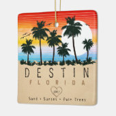 Destin Florida Retro Zonsondergang Palmboom 60s Keramisch Ornament (Links)