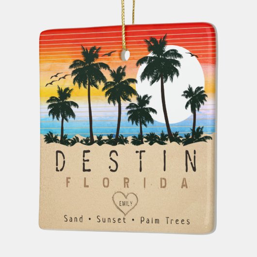Destin Florida Retro Zonsondergang Palmboom 60s Keramisch Ornament (Links)