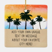 Destin Florida Retro Zonsondergang Palmboom 60s Keramisch Ornament (Achterkant)