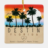 Destin Florida Retro Zonsondergang Palmboom 60s Keramisch Ornament (Voorkant)