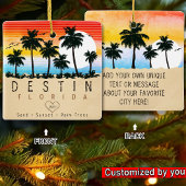 Destin Florida Retro Zonsondergang Palmboom 60s Keramisch Ornament