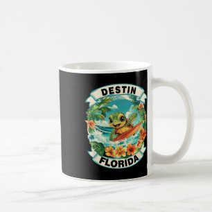 Destin Florida Schattige Zeeschildpad Surft Zomer Koffiemok