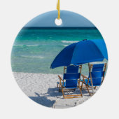 Destin Florida stoelen en paraplu cirkel Ornament (Achterkant)