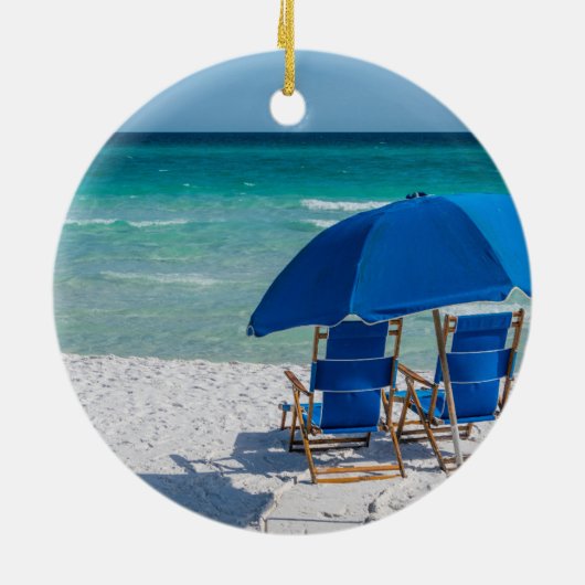 Destin Florida stoelen en paraplu cirkel Ornament (Achterkant)