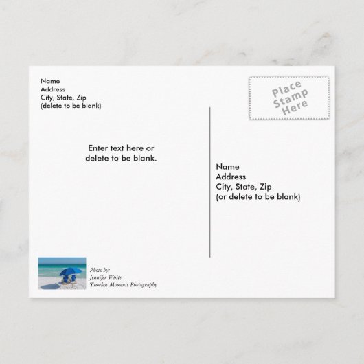 Destin Florida stoelen en paraplu dank u Briefkaart (Achterkant)