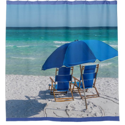 Destin Florida stoelen en paraplu douche gordijn (Voorkant)