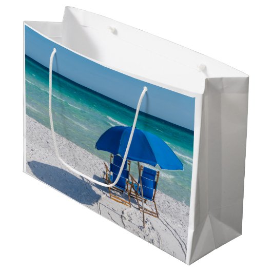 Destin Florida stoelen en paraplu geschenk tas Groot Cadeauzakje (Voorkant Gekanteld)