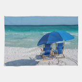 Destin Florida stoelen en paraplu keukenhanddoek (Horizontaal)