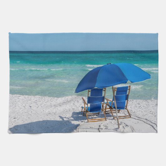 Destin Florida stoelen en paraplu keukenhanddoek (Horizontaal)