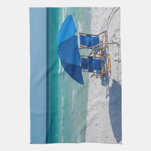 Destin Florida stoelen en paraplu keukenhanddoek (Verticaal)