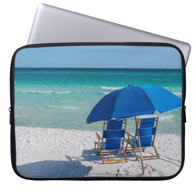 Destin Florida stoelen en paraplu laptop Hoesje Laptop Sleeve (Voorkant)