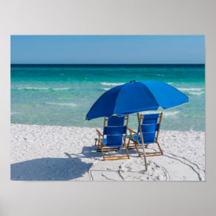 Destin Florida stoelen en paraplu Poster