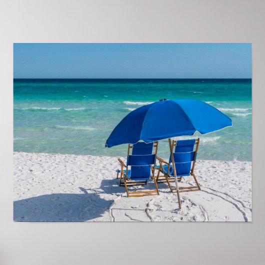 Destin Florida stoelen en paraplu Poster (Voorkant)