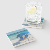 Destin Florida stoelen en paraplu steen Onderzette Stenen Onderzetter (Zijkant)