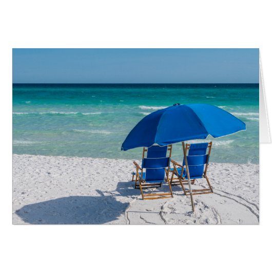 Destin Florida stoelen en paraplu Wenskaart (Voorkant Horizontaal)