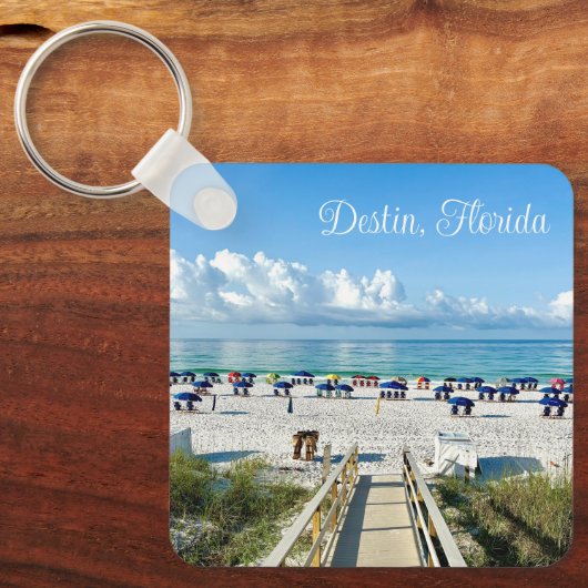 Destin Florida  Strandfotografie Souvenir Sleutelhanger (Voorkant)