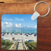 Destin Florida  Strandfotografie Souvenir Sleutelhanger (Achterkant)