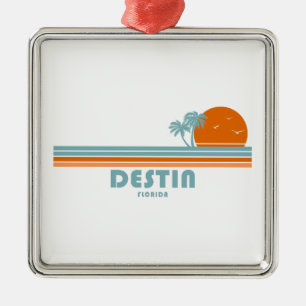 Destin Florida Sun Palm Trees Metalen Ornament